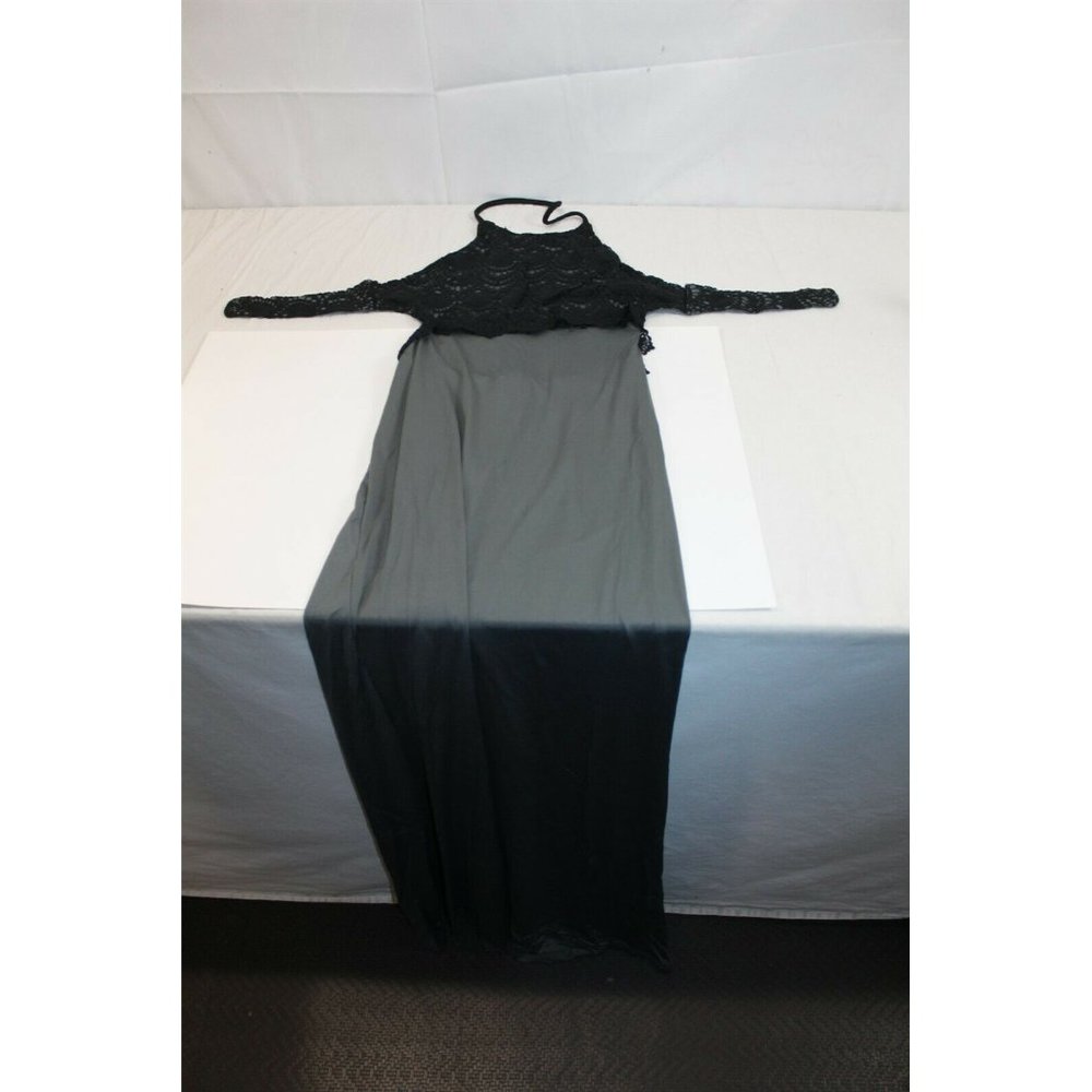 Black Mermaid Dress Sheath Retro Floral Lace Long Dress Medium